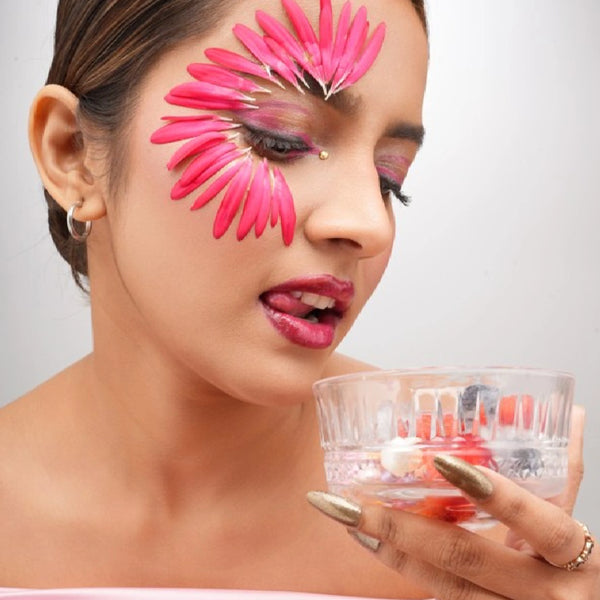 Model wearing Confetti Beauty Tamasha natural makeup look
