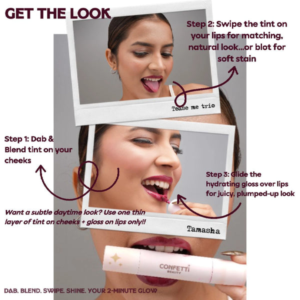 Confetti Beauty Tease Me Trio Tamasha How to Use