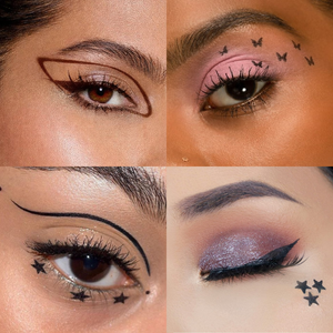 Model showing Haloed brown graphic liner stamp — safe teen makeup India, vegan formula
