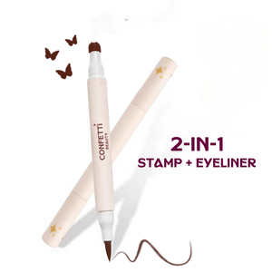 Haloed brown coloured eyeliner stamp detail — heart, star or butterfly stamp applicator