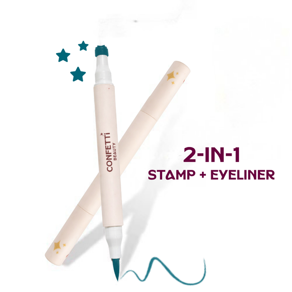 Confetti Beauty Venom blue eyeliner felt-tip precision line on eye — waterproof, vegan