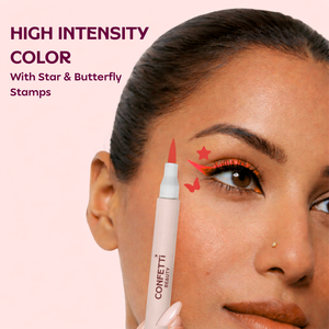 Showgirl orange coloured eyeliner swatch — Confetti Beauty Plot Twist waterproof formula