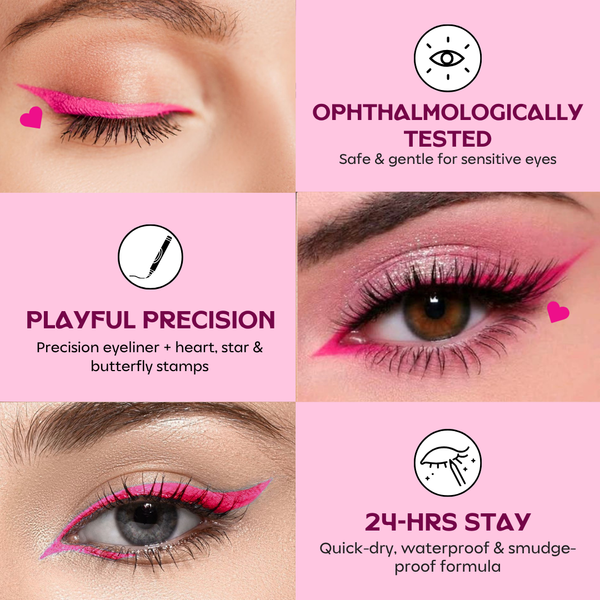 Confetti Beauty Snapped hot pink Plot Twist eyeliner swatch — waterproof, smudge-proof