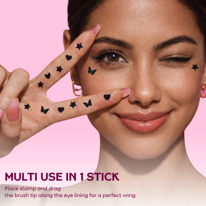Confetti Beauty Plot Twist Inked black coloured eyeliner swatched on hand