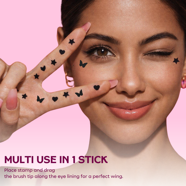 Confetti Beauty Plot Twist Inked black coloured eyeliner swatched on hand