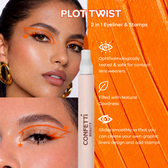 Confetti Beauty Showgirl orange pop Plot Twist coloured eyeliner with stamp — product flat lay