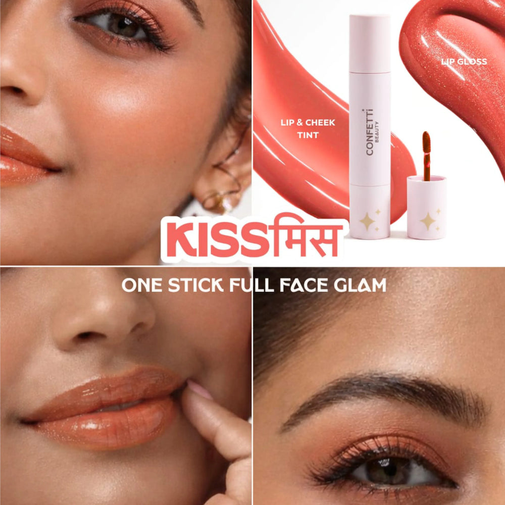 Tease Me Trio Lip Gloss and Tint Model holding the Kiss Miss