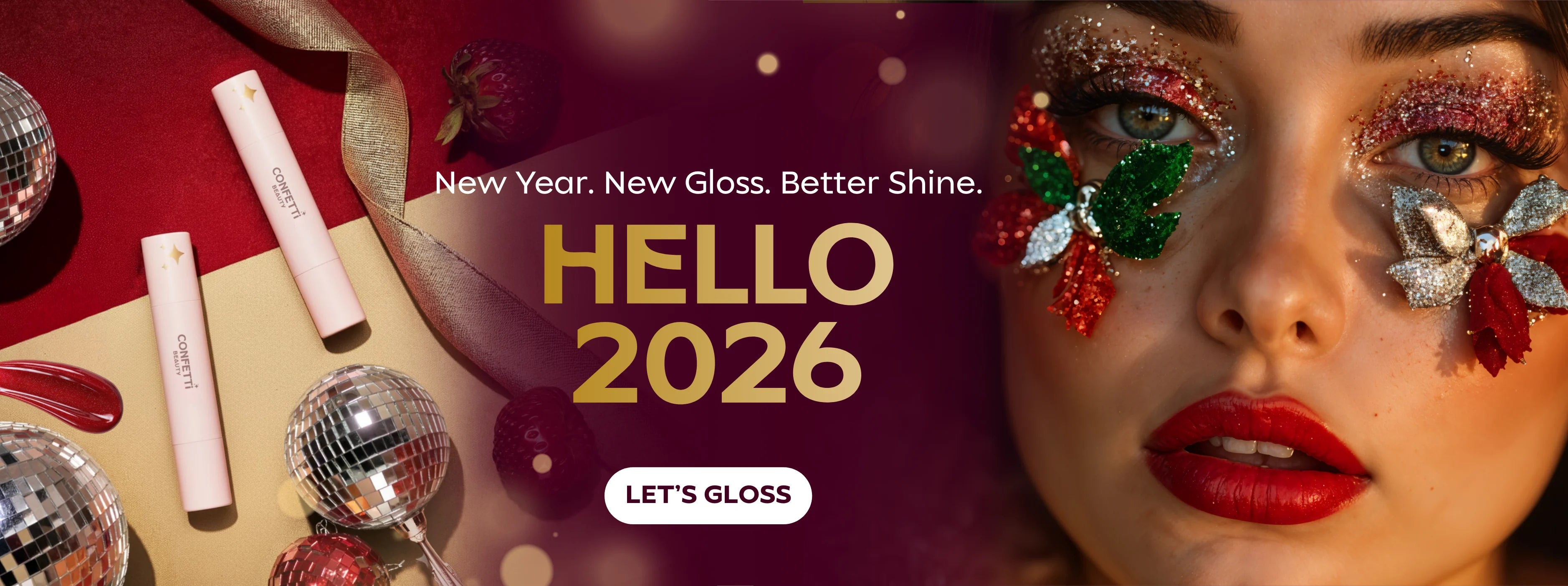 Newyear 2026 Confetti Beauty Desktop Banner