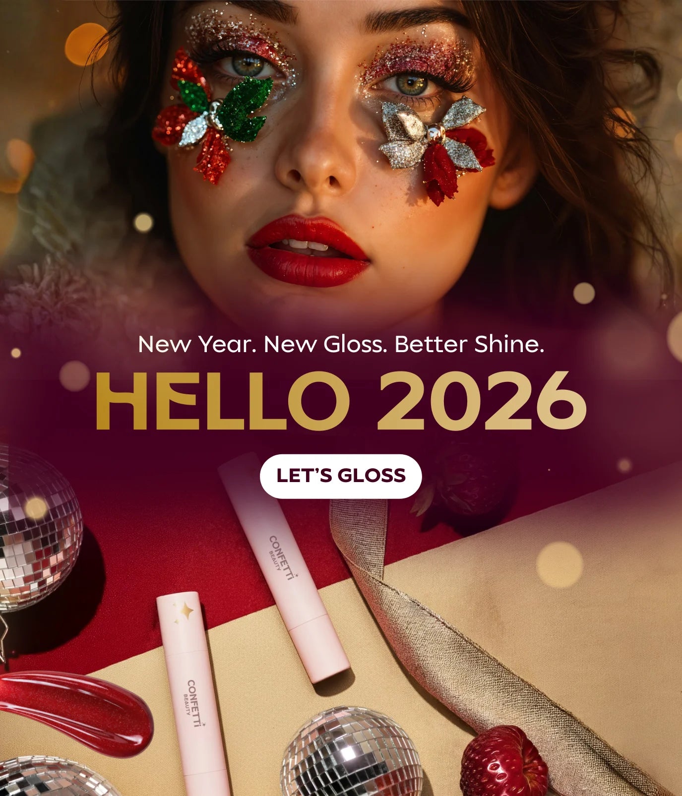 Newyear 2026 Confetti Beauty Mobile Banner